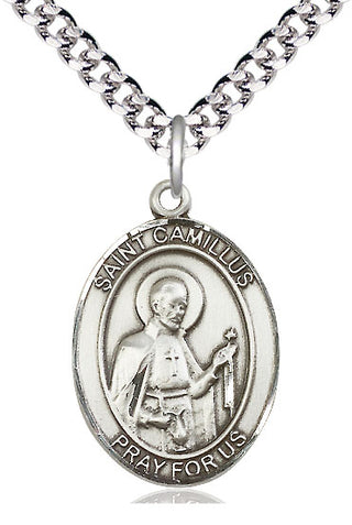 Sterling Silver Saint Camillus of Lellis Medal Catholic Jewelry Engraved Catholic Saint Jewelry
