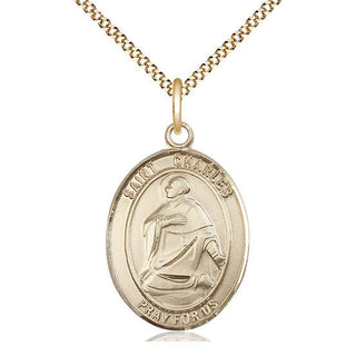 14kt Gold Filled Saint Charles Borromeo Medal Catholic Jewelry Engraved Catholic Saint Jewelry