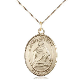 14kt Gold Filled Saint Charles Borromeo Medal Catholic Jewelry Engraved Catholic Saint Jewelry