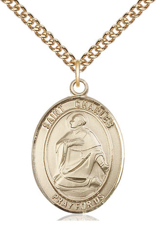 14kt Gold Filled Saint Charles Borromeo Medal Catholic Jewelry Engraved Catholic Saint Jewelry