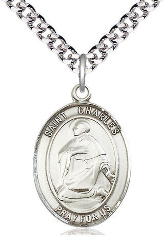 Pewter Saint Charles Borromeo Medal Catholic Jewelry Engraved Catholic Saint Jewelry