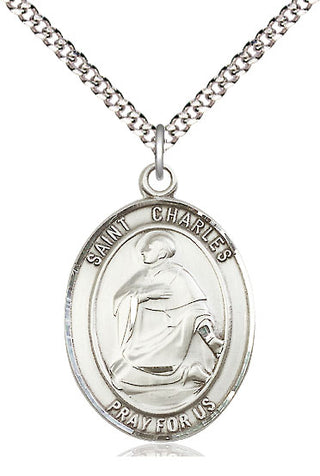 Pewter Saint Charles Borromeo Medal Catholic Jewelry Engraved Catholic Saint Jewelry
