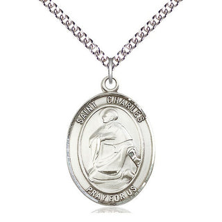 Sterling Silver Saint Charles Borromeo Medal Catholic Jewelry Engraved Catholic Saint Jewelry
