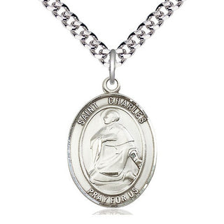 Sterling Silver Saint Charles Borromeo Medal Catholic Jewelry Engraved Catholic Saint Jewelry