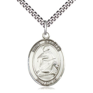 Sterling Silver Saint Charles Borromeo Medal Catholic Jewelry Engraved Catholic Saint Jewelry