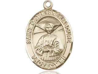 14kt Gold Filled Saint Catherine Laboure Medal Engraved Catholic Saint Jewelry
