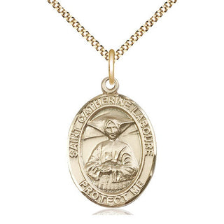 14kt Gold Filled Saint Catherine Laboure Medal Catholic Jewelry Engraved Catholic Saint Jewelry