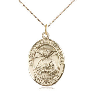 14kt Gold Filled Saint Catherine Laboure Medal Catholic Jewelry Engraved Catholic Saint Jewelry