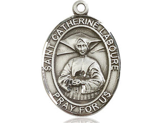 Pewter Saint Catherine Laboure Medal Engraved Catholic Saint Jewelry
