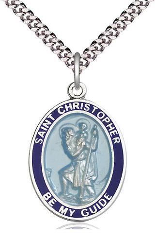 Sterling Silver Saint Christopher Medal Catholic Jewelry Engraved Catholic Saint Jewelry