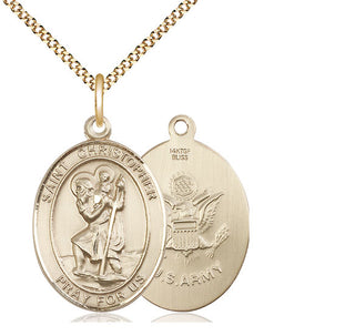 14kt Gold Filled Saint Christopher Army Medal Catholic Jewelry