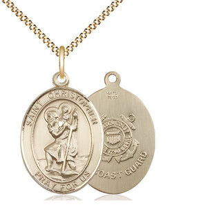 14kt Gold Filled Saint Christopher Coast Guard Medal Catholic Jewelry