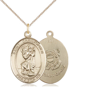 14kt Gold Filled Saint Christopher Coast Guard Medal Catholic Jewelry