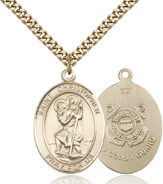 14kt Gold Filled Saint Christopher Coast Guard Medal Catholic Jewelry