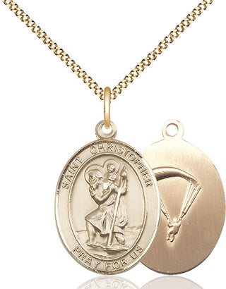 14kt Gold Filled Saint Christopher Paratrooper Medal Catholic Jewelry