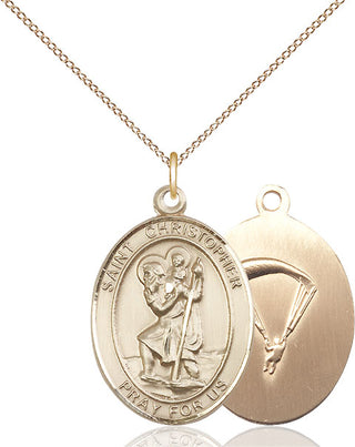 14kt Gold Filled Saint Christopher Paratrooper Medal Catholic Jewelry