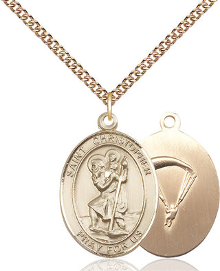 14kt Gold Filled Saint Christopher Paratrooper Medal Catholic Jewelry