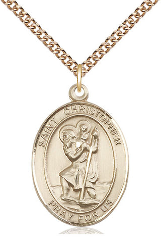 14kt Gold Filled Saint Christopher Medal Catholic Jewelry Engraved Catholic Saint Jewelry