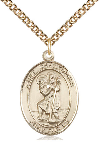 14kt Gold Filled Saint Christopher Medal Catholic Jewelry Engraved Catholic Saint Jewelry