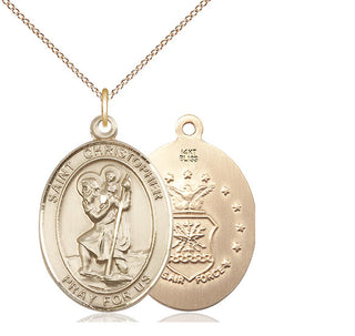 14kt Gold Saint Christopher Air Force Medal