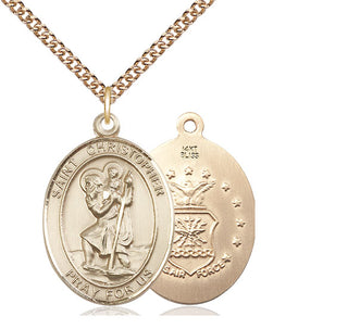 14kt Gold Saint Christopher Air Force Medal