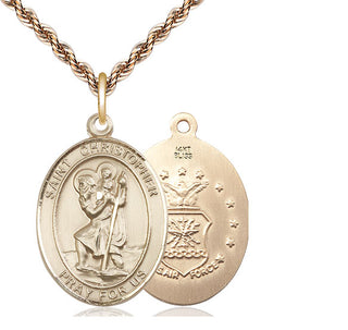 14kt Gold Saint Christopher Air Force Medal