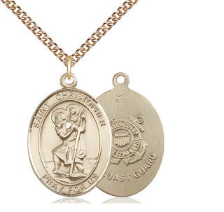 14kt Gold Saint Christopher Coast Guard Medal
