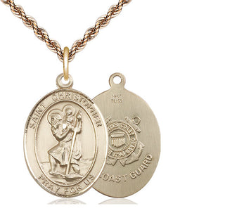 14kt Gold Saint Christopher Coast Guard Medal