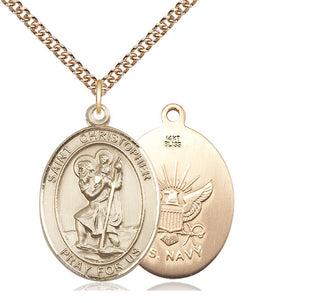 14kt Gold Saint Christopher Navy Medal