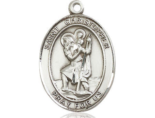Pewter Saint Christopher Medal Engraved Catholic Saint Jewelry