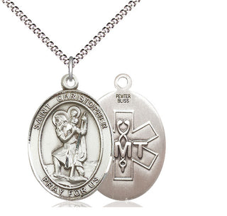 Pewter Saint Christopher EMT Medal Catholic Jewelry