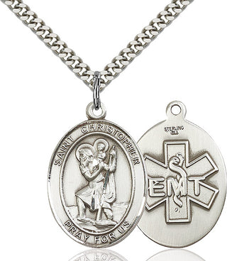 Pewter Saint Christopher EMT Medal Catholic Jewelry