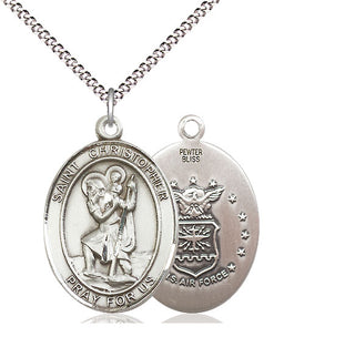 Pewter Saint Christopher Air Force Medal Catholic Jewelry