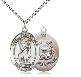 Pewter Saint Christopher Coast Guard Medal Catholic Jewelry
