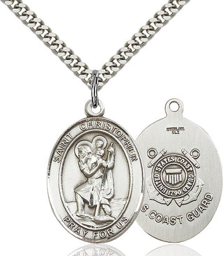 Pewter Saint Christopher Coast Guard Medal Catholic Jewelry