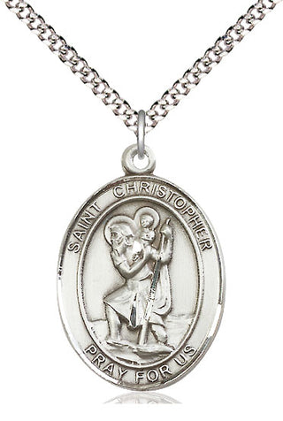 Pewter Saint Christopher Medal Catholic Jewelry Engraved Catholic Saint Jewelry