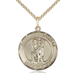 14kt Gold Filled Saint Christopher Medal Catholic Jewelry Engraved Catholic Saint Jewelry