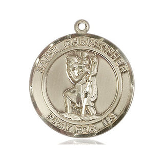 14kt Gold Saint Christopher Medal Engraved Catholic Saint Jewelry