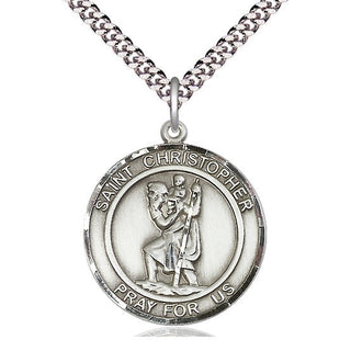 Pewter Saint Christopher Medal Catholic Jewelry Engraved Catholic Saint Jewelry