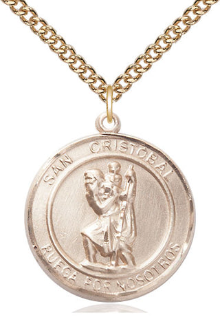 14kt Gold Filled San Cristobal Medal Catholic Jewelry Engraved Catholic Saint Jewelry
