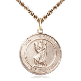 14kt Gold Filled San Cristobal Medal Catholic Jewelry Engraved Catholic Saint Jewelry