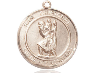 14kt Gold San Cristobal Medal Engraved Catholic Saint Jewelry
