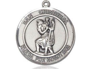 Pewter San Cristobal Medal Engraved Catholic Saint Jewelry