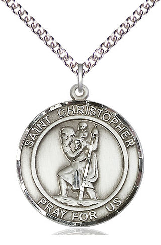 Sterling Silver Saint Christopher Medal Catholic Jewelry Engraved Catholic Saint Jewelry