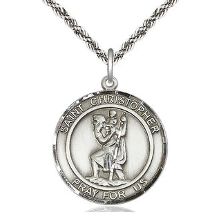 Sterling Silver Saint Christopher Medal Catholic Jewelry Engraved Catholic Saint Jewelry