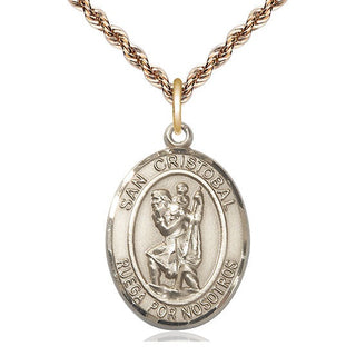 14kt Gold San Cristobal Medal Engraved Catholic Saint Jewelry