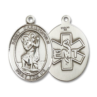 Sterling Silver Saint Christopher EMT Medal Catholic Jewelry