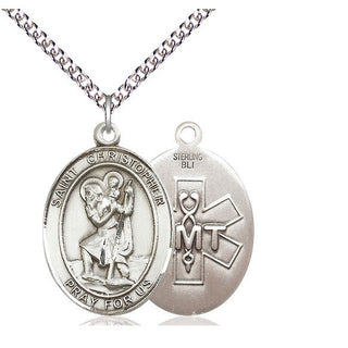 Sterling Silver Saint Christopher EMT Medal Catholic Jewelry