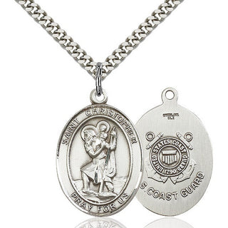 Sterling Silver Saint Christopher Coast Guard Medal Catholic Jewelry