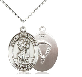 Sterling Silver Saint Christopher Paratrooper Medal Catholic Jewelry